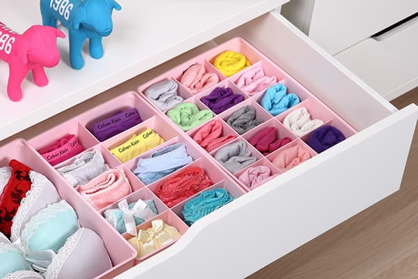 Panties in the organizer in the drawer